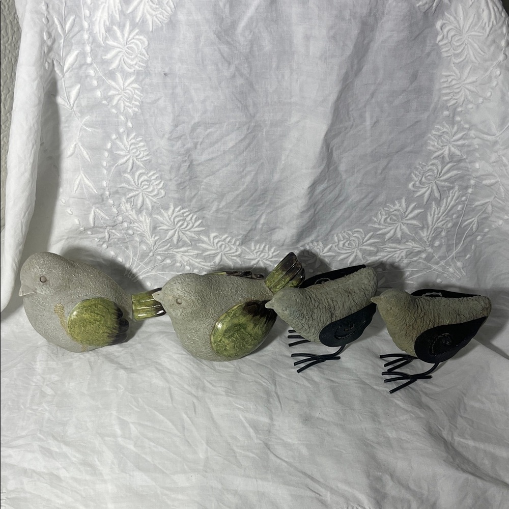 Evergreen Home and Garden Decorative Stone Bird Figurines Set - Gray and Green - Picture 2 of 6